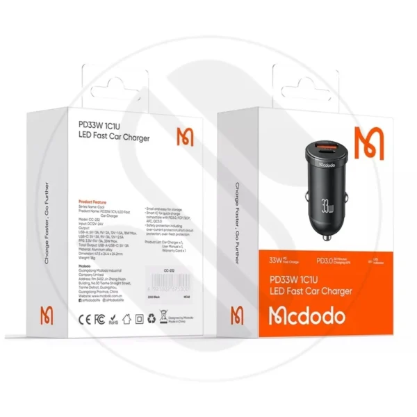 شارژر فندکی 33 وات مک دودو مدل c-c232